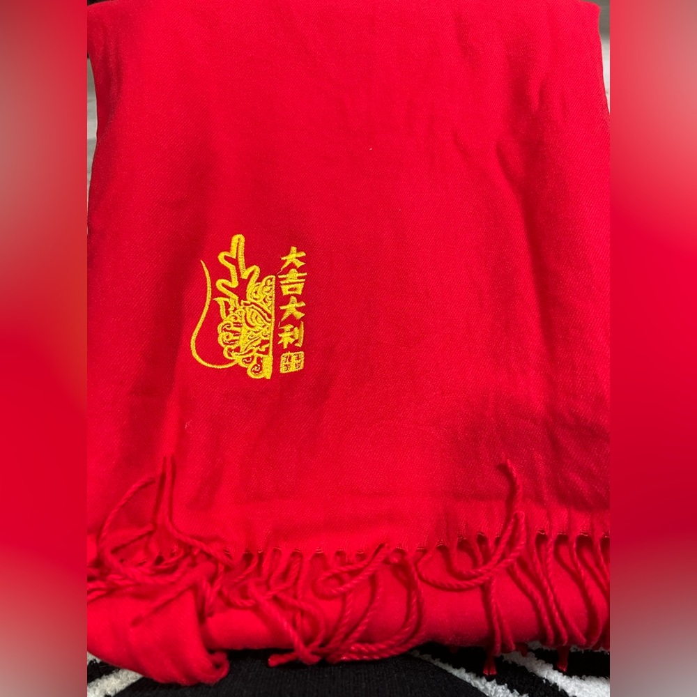lunar new year scarf, Chineses Red For Lunar New Year. Warm And Cozy.